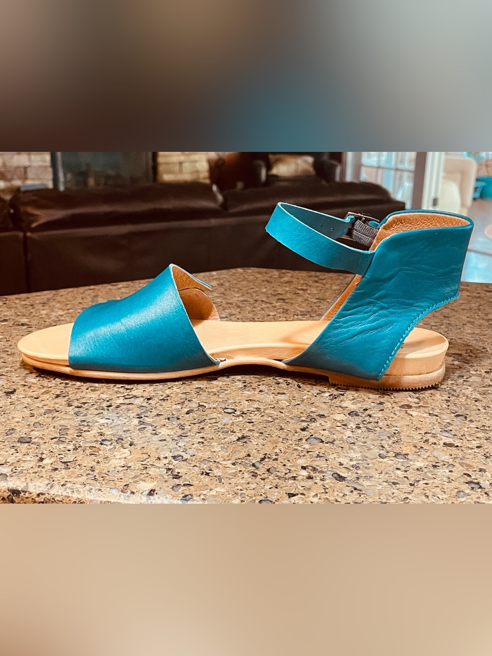 Boho Summer Fall Antony Flat Miz Mooz Leather Marine Teal Gladiator Sandal Sz 9 - Picture 5 of 10